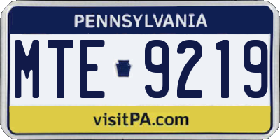 PA license plate MTE9219