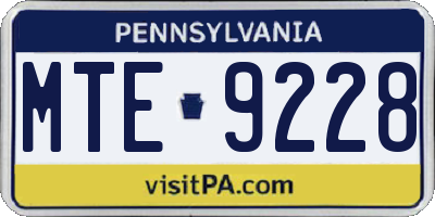 PA license plate MTE9228