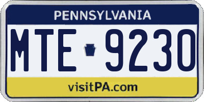 PA license plate MTE9230