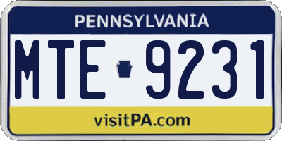 PA license plate MTE9231
