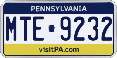 PA license plate MTE9232