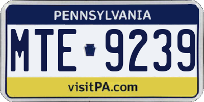 PA license plate MTE9239