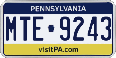 PA license plate MTE9243