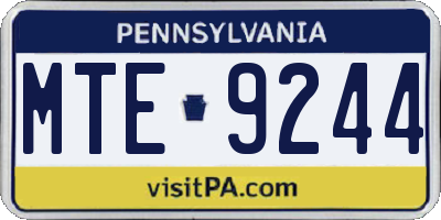 PA license plate MTE9244