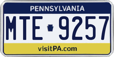 PA license plate MTE9257