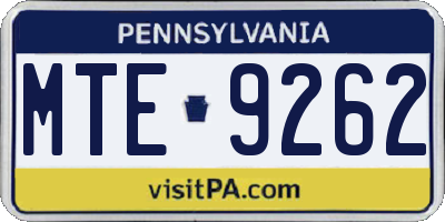 PA license plate MTE9262