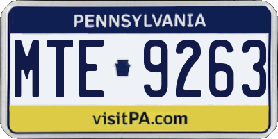 PA license plate MTE9263