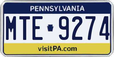 PA license plate MTE9274