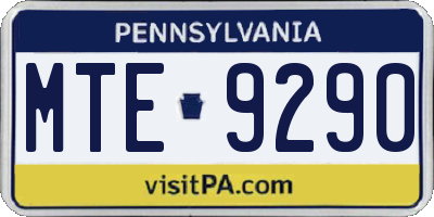 PA license plate MTE9290