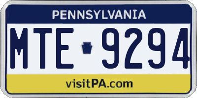 PA license plate MTE9294