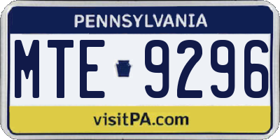 PA license plate MTE9296