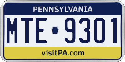 PA license plate MTE9301