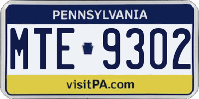 PA license plate MTE9302