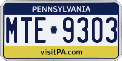 PA license plate MTE9303