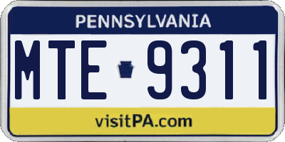 PA license plate MTE9311