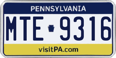 PA license plate MTE9316