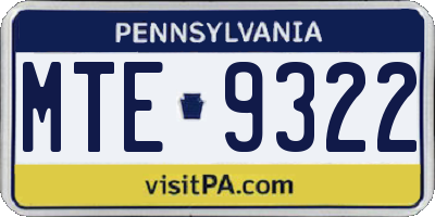 PA license plate MTE9322