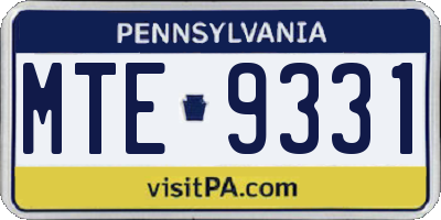 PA license plate MTE9331