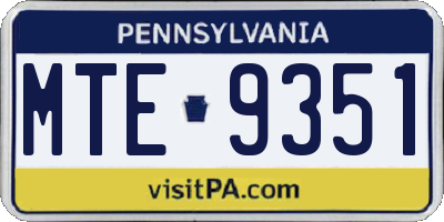 PA license plate MTE9351