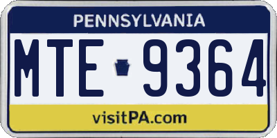 PA license plate MTE9364