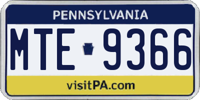 PA license plate MTE9366