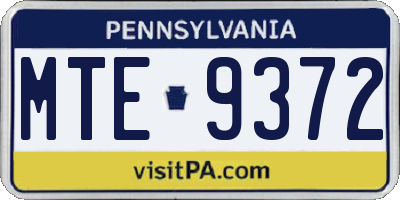 PA license plate MTE9372