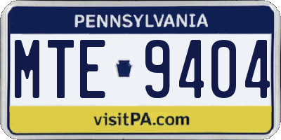 PA license plate MTE9404