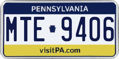 PA license plate MTE9406