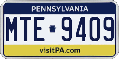 PA license plate MTE9409