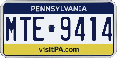 PA license plate MTE9414