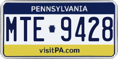 PA license plate MTE9428