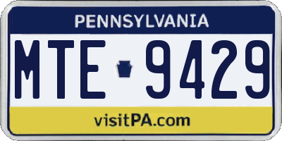 PA license plate MTE9429