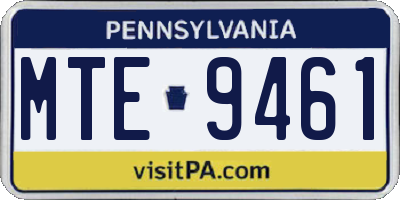 PA license plate MTE9461