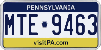 PA license plate MTE9463