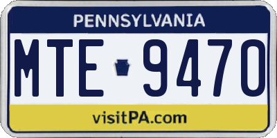 PA license plate MTE9470