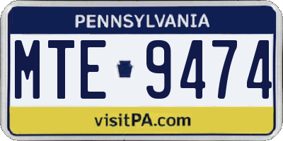 PA license plate MTE9474