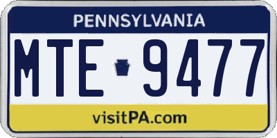 PA license plate MTE9477