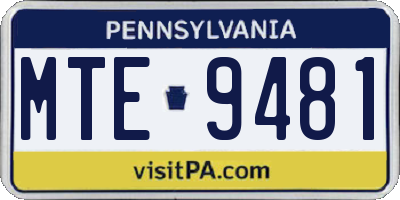 PA license plate MTE9481