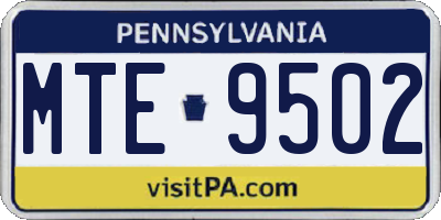 PA license plate MTE9502