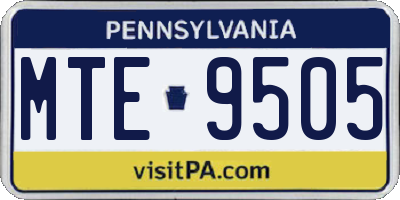 PA license plate MTE9505