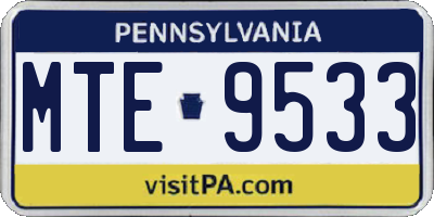 PA license plate MTE9533