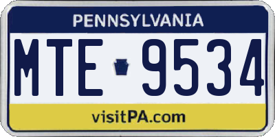 PA license plate MTE9534
