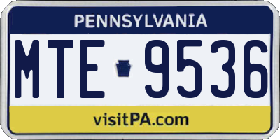 PA license plate MTE9536