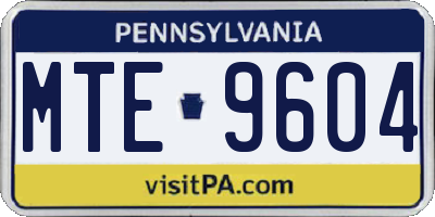 PA license plate MTE9604