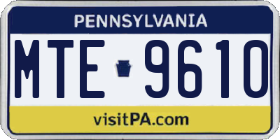 PA license plate MTE9610