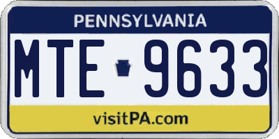 PA license plate MTE9633