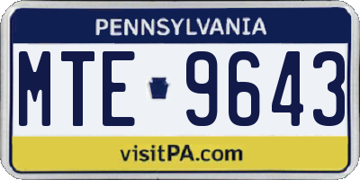 PA license plate MTE9643