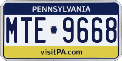 PA license plate MTE9668