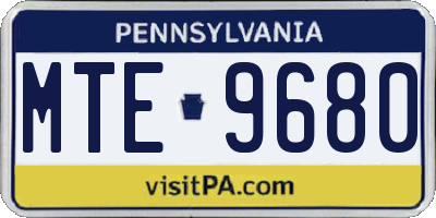 PA license plate MTE9680