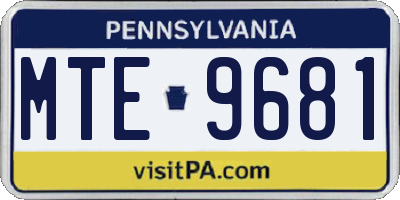 PA license plate MTE9681